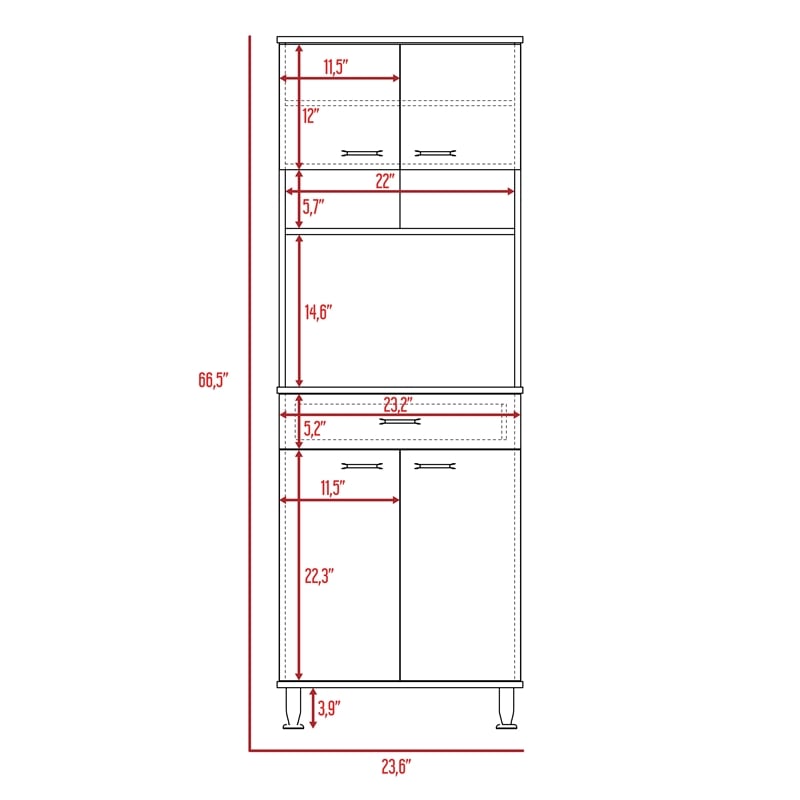 Home Square 2-Piece Set with Wood Pantry in Black and Wall Cabinet