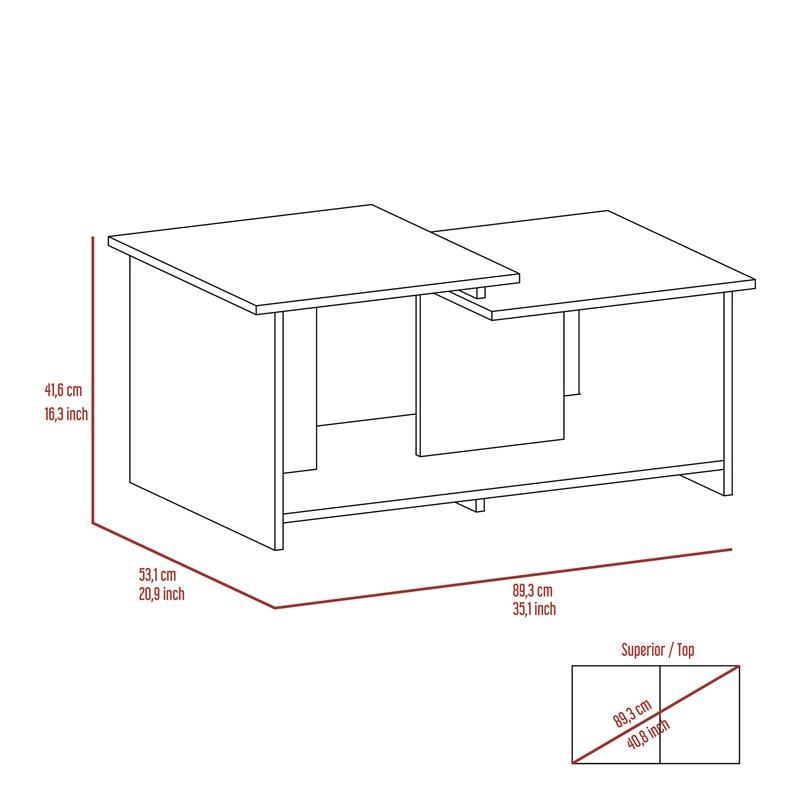 Home Square 2-Piece Set with Coffee Table and Bar Cart Cabinet
