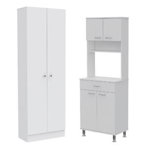 Home Square 2-Piece Set with Storage Pantry Cabinet and 66&quot High Pantry Cabinet