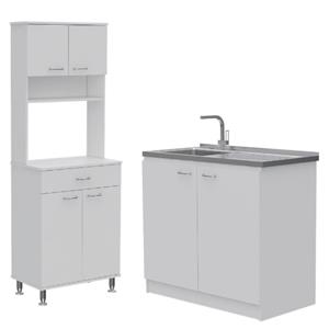 Home Square 2-Piece Set with Utility Sink with Cabinet and High Pantry Cabinet