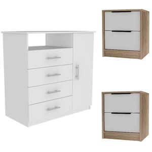 Home Square 3-Piece Set with Four Drawer Dresser and 2 Nightstands