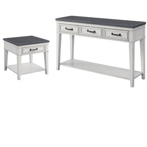 Home Square 2 Piece Set with Sofa Console Table and End Table in White and Gray