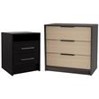 Home Square 2-Piece Set with Wood Nightstand and 3 Drawer Dresser