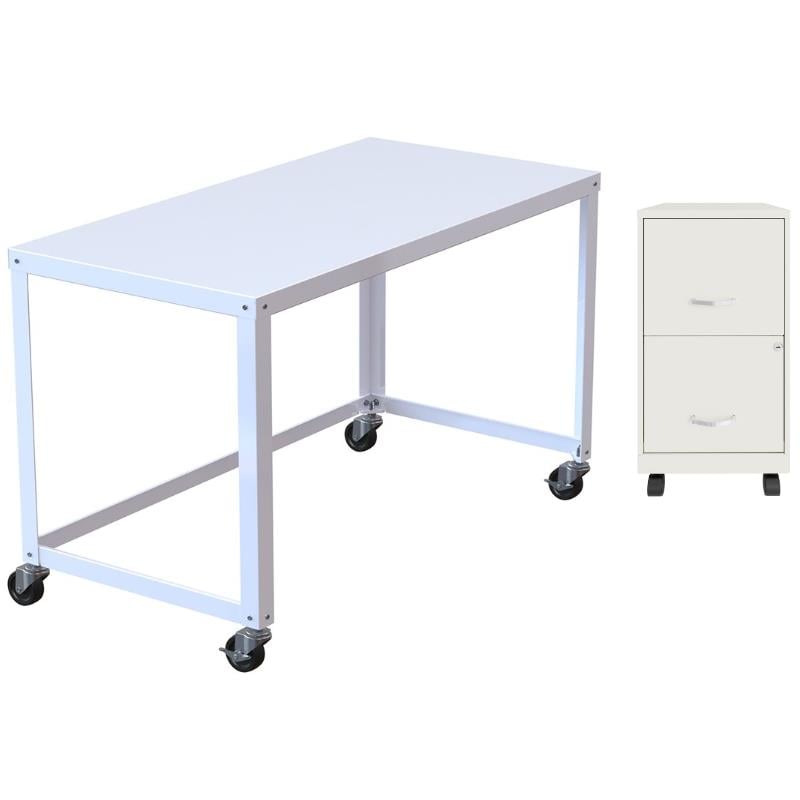 Home Square 2-Piece Set with Mobile Desk & 2 Drawer Smart Vertical File Cabinet