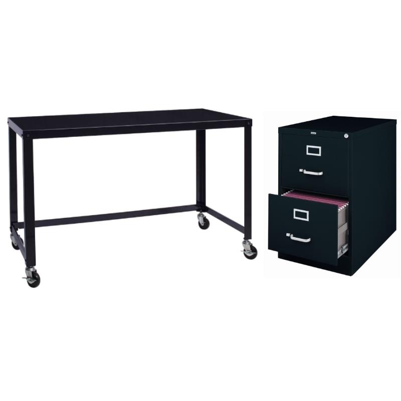 Home Square 2-Piece Set with Mobile Desk and 2 Drawer File Cabinet