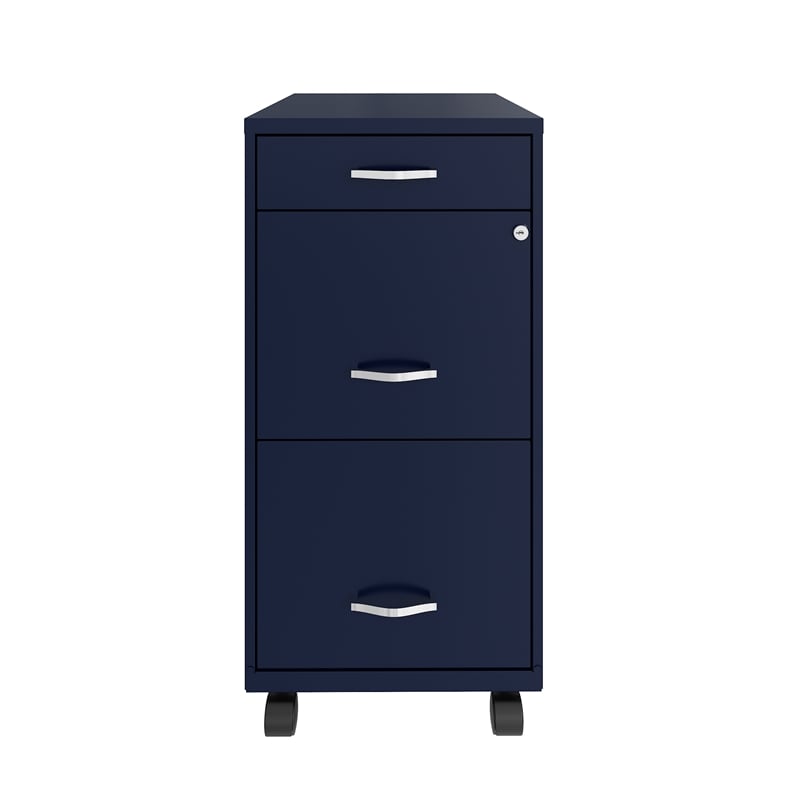Home Square 2-Piece Set with Mobile Desk & 3 Drawer File Cabinet in Navy