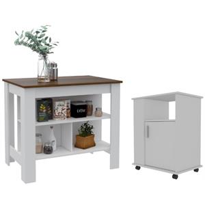 Home Square 2-Piece Set with Kitchen Island and Kitchen Service Cart