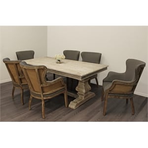 Manhattan Beach 7-Piece Dining Set - 84&quot Mud Gray Table & 6 Phil Gray Chairs
