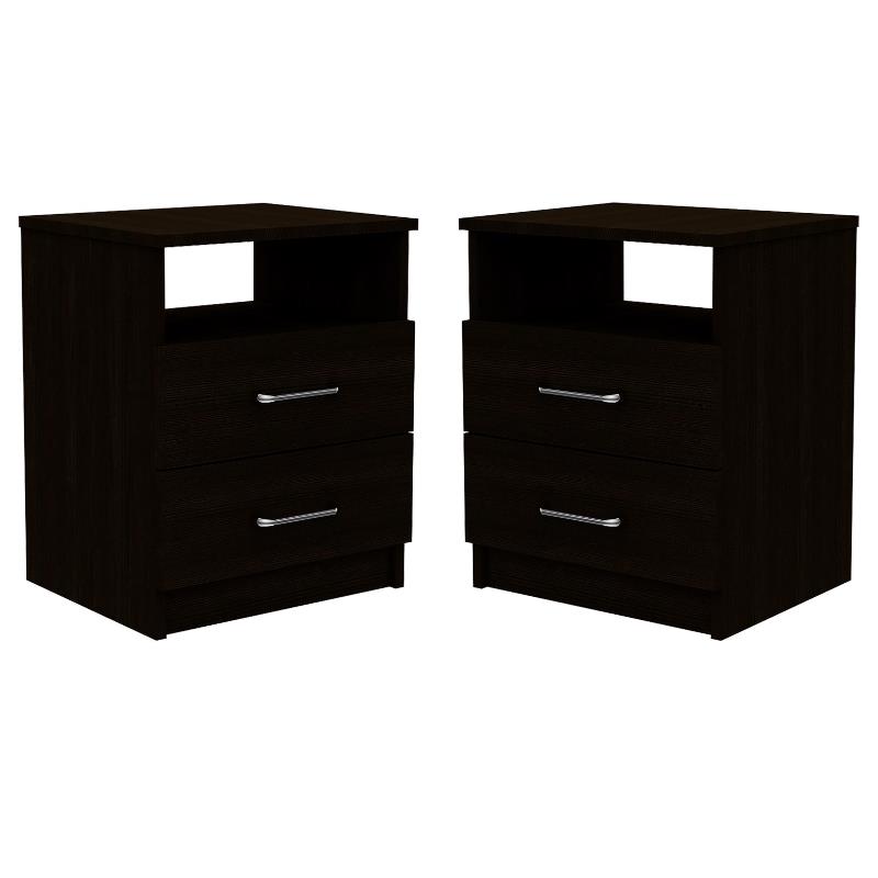 Home Square 2 Drawer Night Stand in Espresso Finish - Set of 2