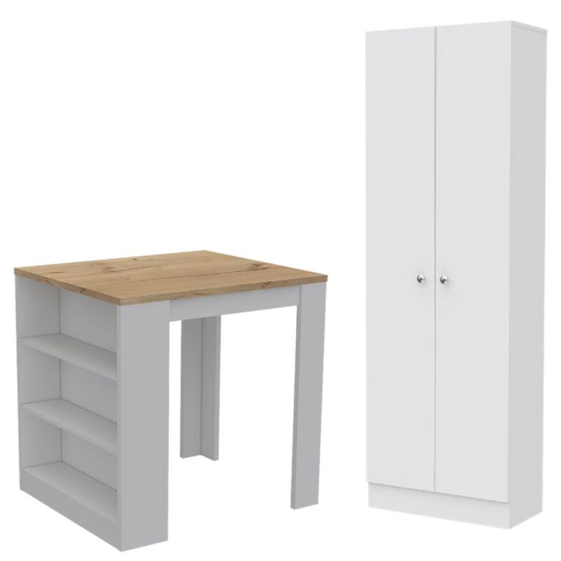 Home Square 2-Piece Set with Kitchen Island and Pantry Cabinet