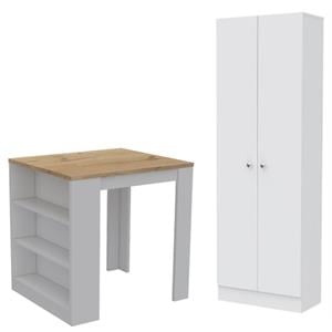 Home Square 2-Piece Set with Kitchen Island and Pantry Cabinet