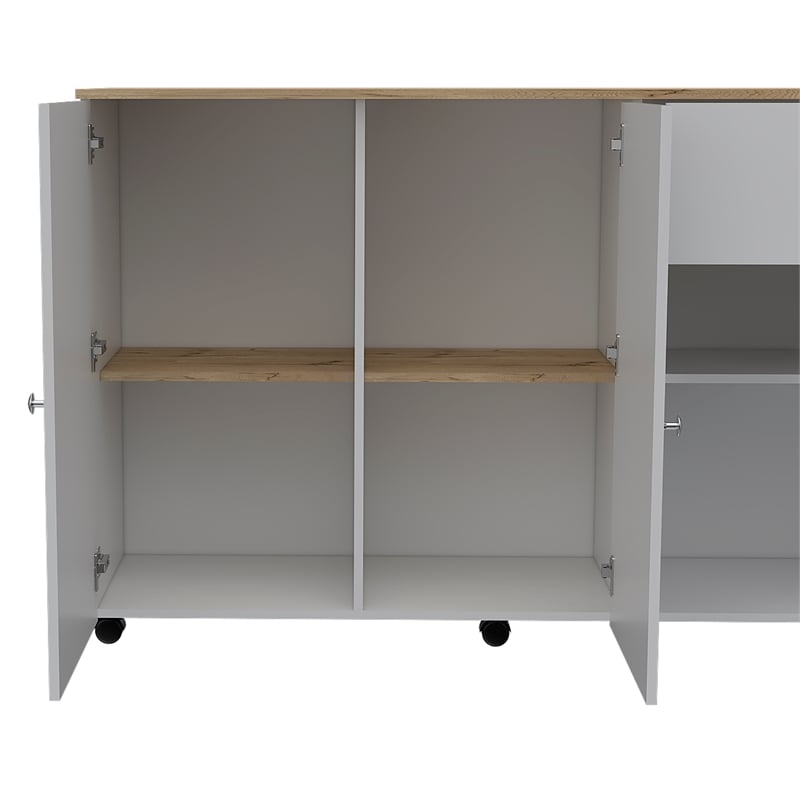 Home Square 2-Piece Set with Kitchen Island Cart and Utility Sink with Cabinet