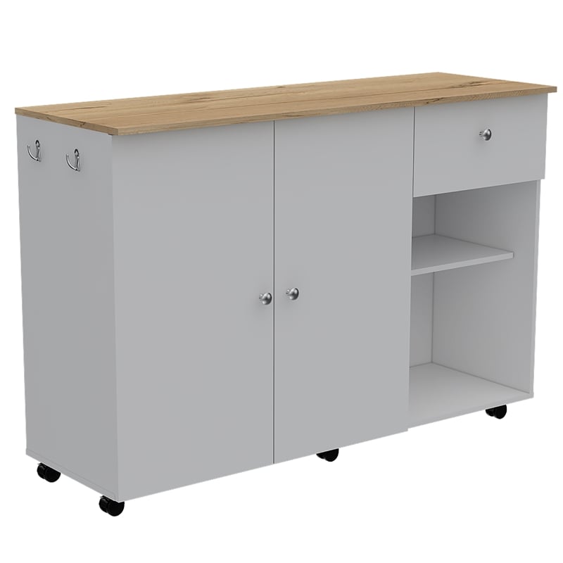 Home Square 2-Piece Set with Kitchen Island Cart and Utility Sink with Cabinet
