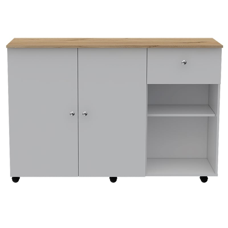 Home Square 2-Piece Set with Kitchen Island Cart and Utility Sink with Cabinet