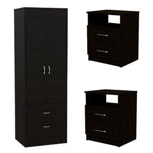 Home Square 3-Piece Set with 2 Nightstands and 2 Door Armoire
