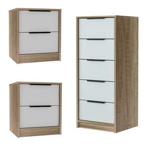 Home Square 3-Piece Set with 42&quot 5 Drawer Dresser & Nightstand in White