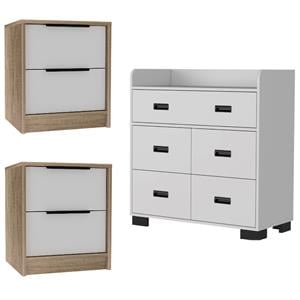 Home Square 3-Piece Set with 5 Drawer Dresser & Nightstand in White