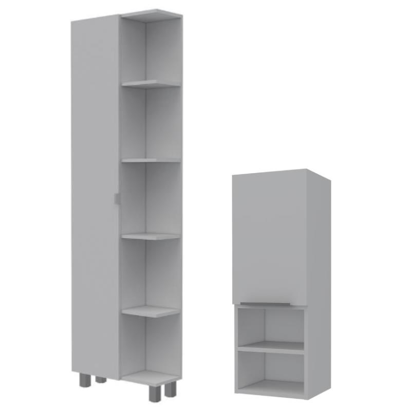 Home Square 2-Piece Set with Linen Bathroom Cabinet and Medicine Cabinet