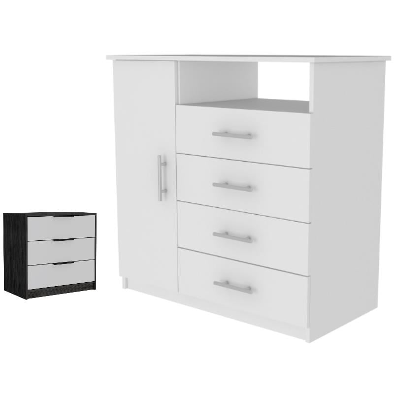 Home Square 2-Piece Set with Four Drawer Dresser and 3 Drawers Dresser