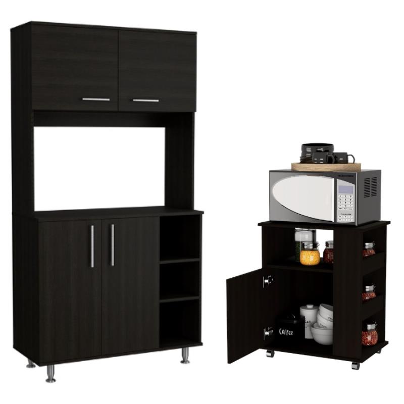 Home Square 2 Piece Set With 95 Pantry Two Door Cabinet And Microwave