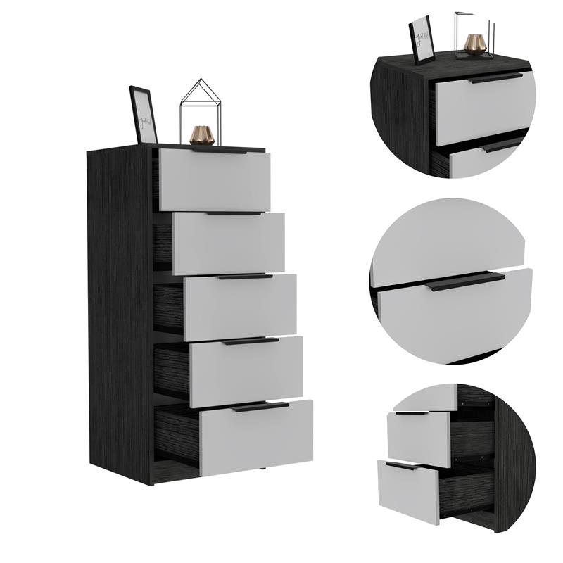 Home Square 2-Piece Set with 5 Drawers Dresser and Shoe Rack With Mirror