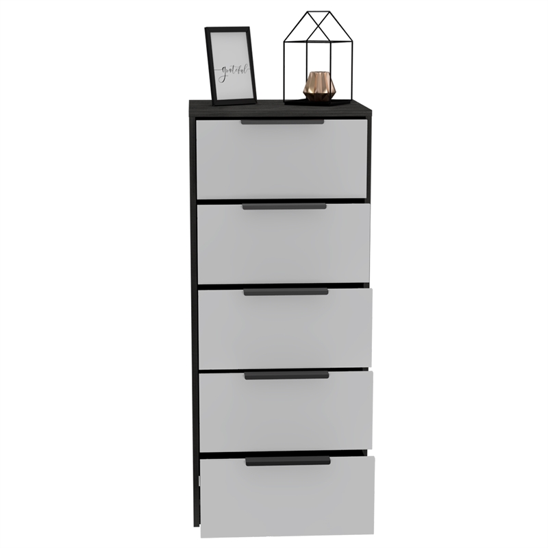 Home Square 2-Piece Set with 5 Drawers Dresser and Shoe Rack With Mirror