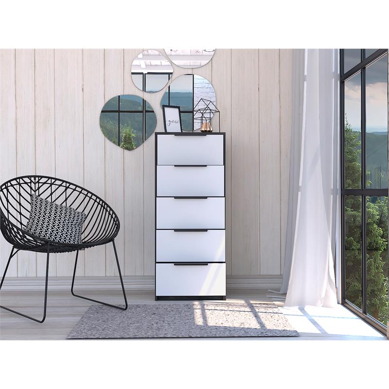 Home Square 2-Piece Set with 5 Drawers Dresser and Shoe Rack With Mirror