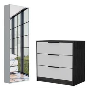 Home Square 2-Piece Set with 3 Drawer Dresser & Shoe Rack With Mirror