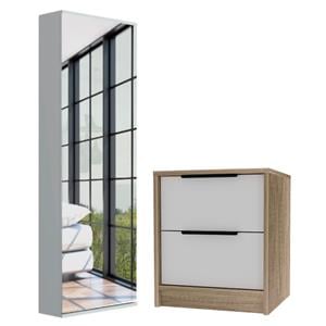 Home Square 2-Piece Set with 2 Drawer Night Stand and Shoe Rack