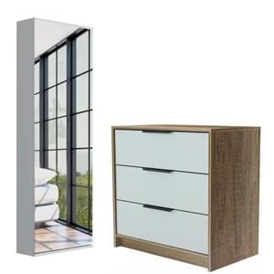 Home Square 2-Piece Set with 3 Drawer Dresser and Shoe Rack With Mirror