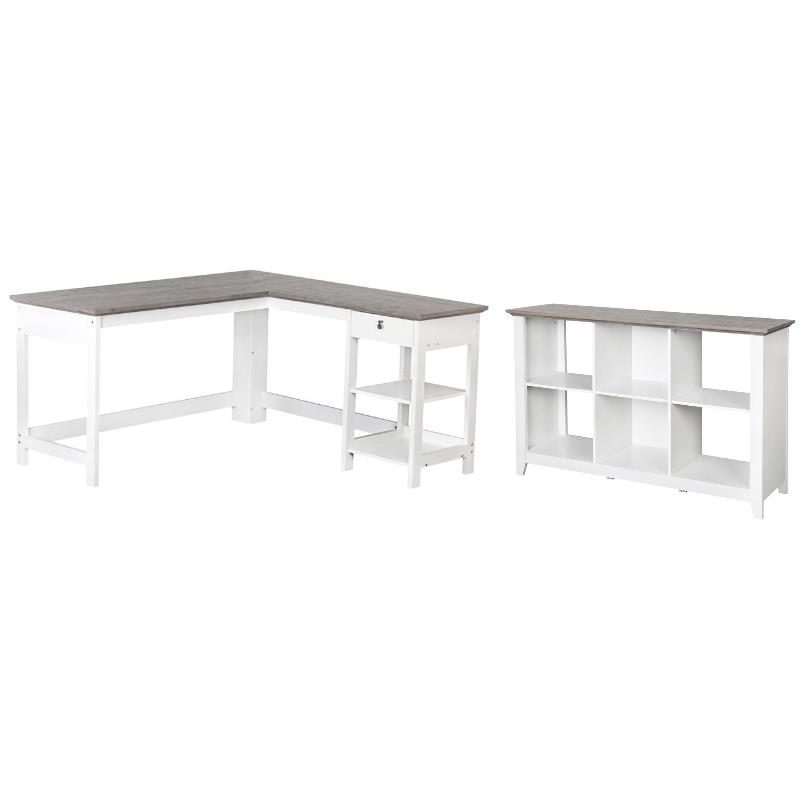 Home Square 2-Piece Set with 6-Shelf Storage Bookcase and Writing Desk