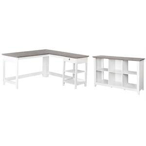 Home Square 2-Piece Set with 6-Shelf Storage Bookcase and Writing Desk