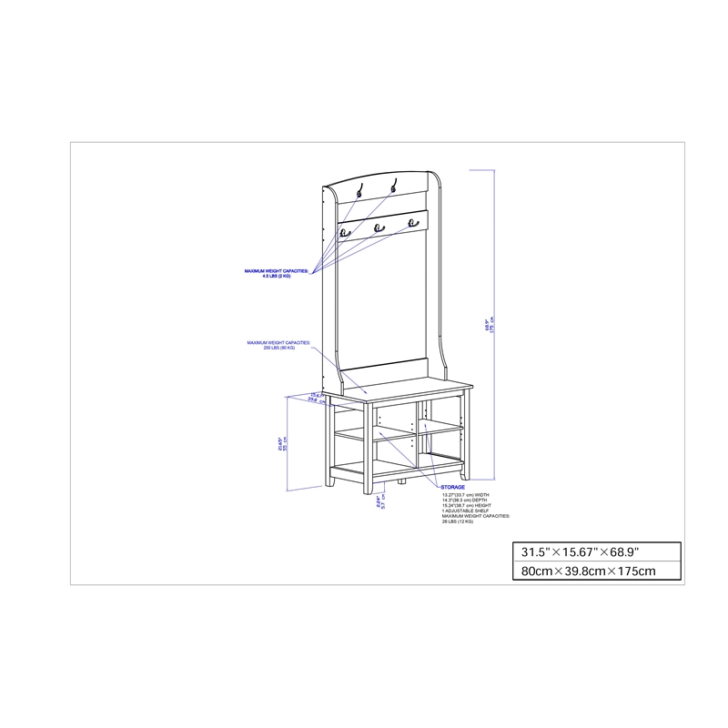Home Square 2-Piece Set with 4-Shelf Bookcase and 31.5