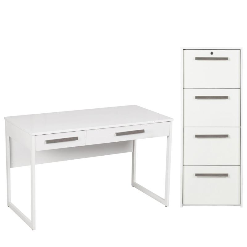 Home Square 2-Piece Set with Writing Desk and 4-Drawer Lateral File Cabinet