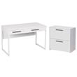 Home Square 2-Piece Set with Writing Desk & 2-Drawer Lateral File Cabinet