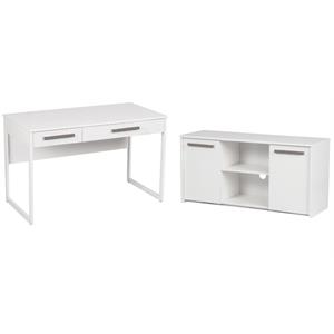 Home Square 2-Piece Set with Writing Desk & Credenza File Cabinet