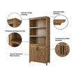 Home Square 2-Door Farmhouse Wood Bookcase in Rustic Brown - Set of 2