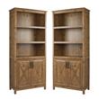 Home Square 2-Door Farmhouse Wood Bookcase in Rustic Brown - Set of 2