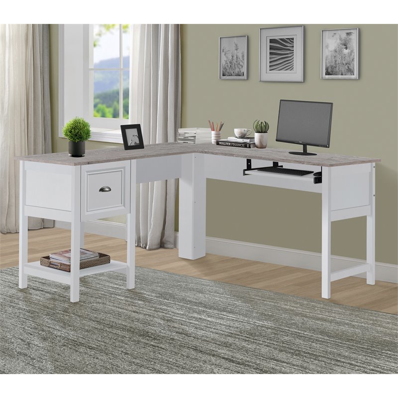 Home Square 2-Piece Set with 2-Door Storage Cabinet and Corner Desk
