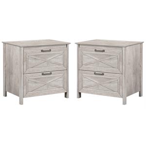 Home Square Wood 2 Drawer Lateral Filing Cabinet in Washed Gray - Set of 2