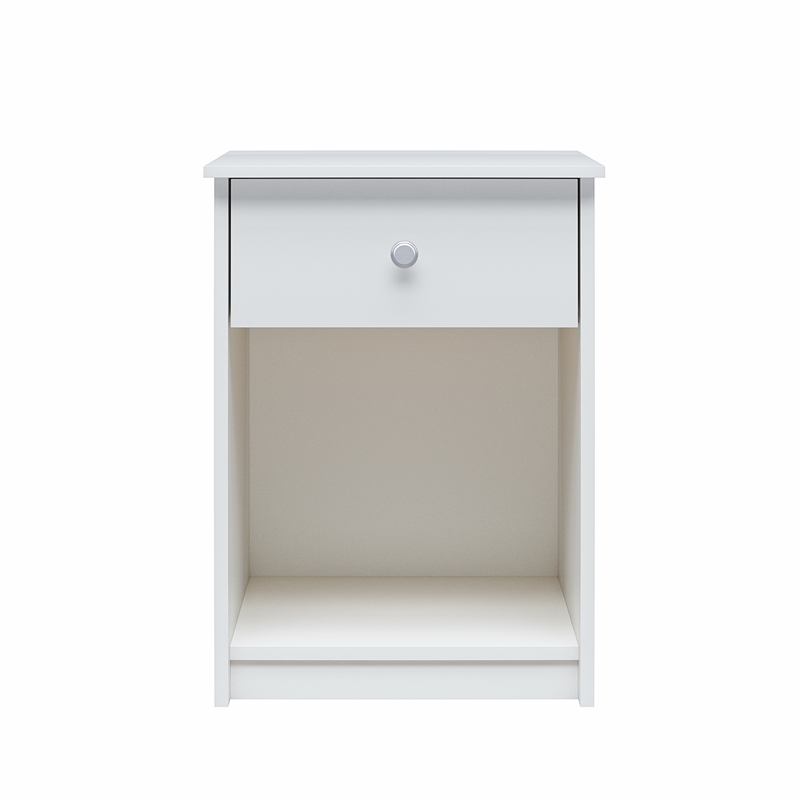 Home Square Nightstand with Drawer in White Finish - Set of 2