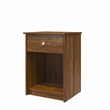 Home Square Nightstand with Drawer in Brown Oak Finish - Set of 2