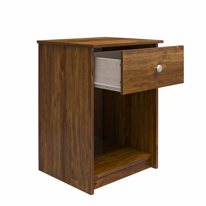 Home Square Nightstand with Drawer in Brown Oak Finish - Set of 2
