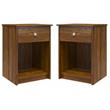 Home Square Nightstand with Drawer in Brown Oak Finish - Set of 2