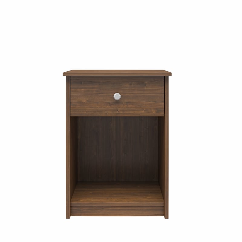 Home Square Nightstand with Drawer in Walnut Finish - Set of 2
