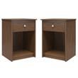 Home Square Nightstand with Drawer in Walnut Finish - Set of 2