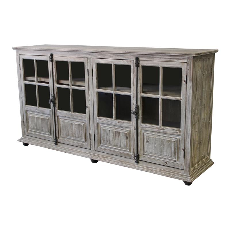 Home Square 3-Piece Set with 4-Door Gray Cabinet & 2 Door Cabinet in Brown