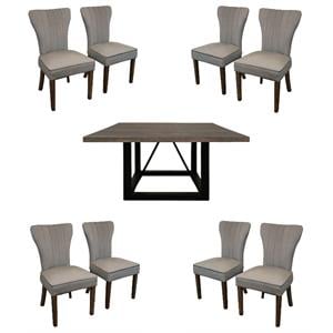 Home Square 9-Piece Set with Square Dining Table & 8 Fabric Side Chairs