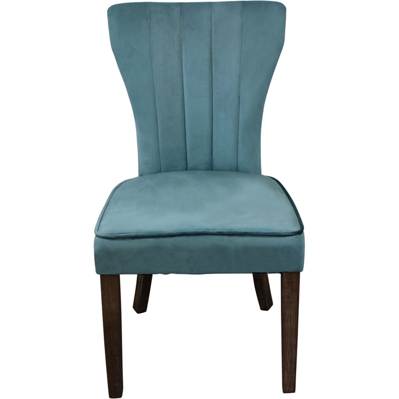 Home Square 9-Piece Set with Square Dining Table & 8 Side Chairs in Teal Blue