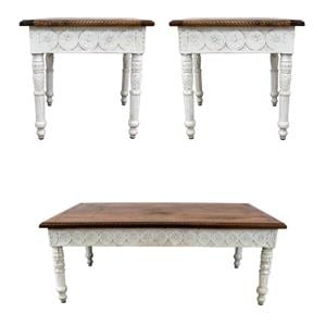 Home Square 3-Piece Set with Solid Wood Cocktail Table & 2 End Tables